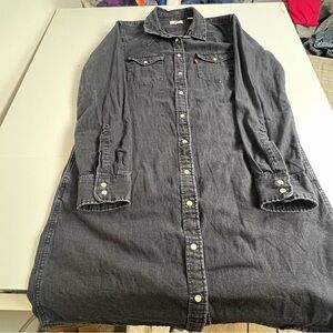 Levi's Charcoal Button-Up Pearl Snap Denim Dress Size Large